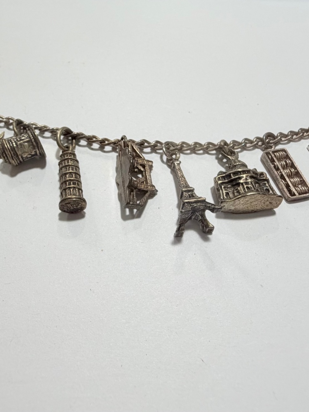 Vintage Silver-Tone Travel Charm Bracelet